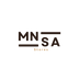 MNSA Stores logo, dark espresso and gold