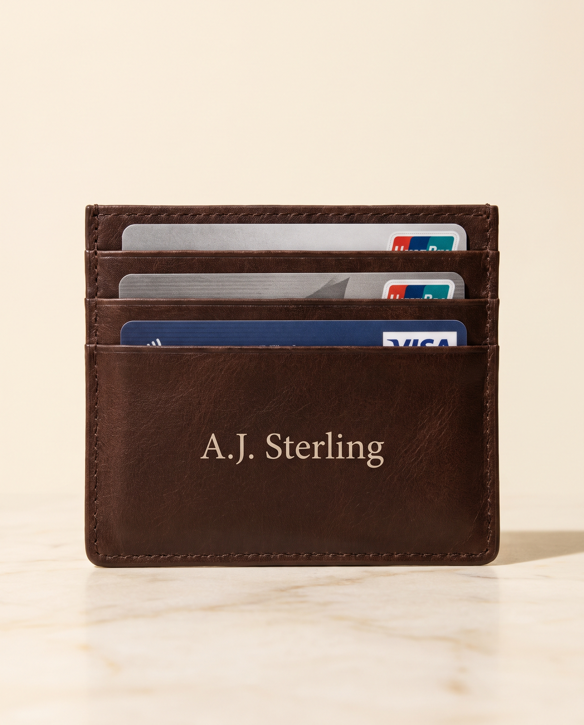 MNSA leather cardholder, AI-generated product visualization