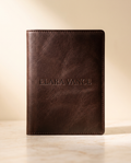 MNSA leather passport cover, AI-generated product visualization