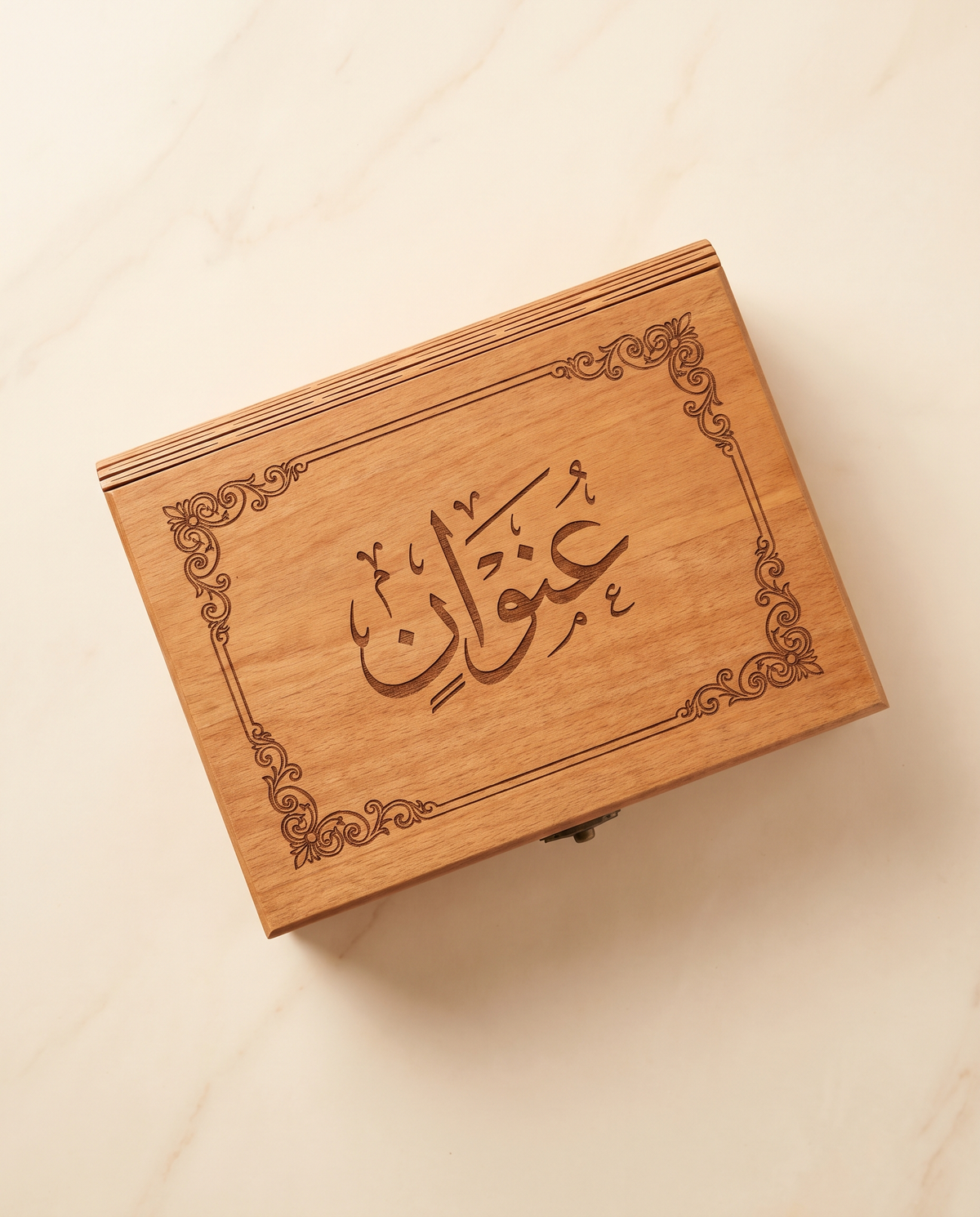 Engraved Wooden Perfume Box, illustrative render